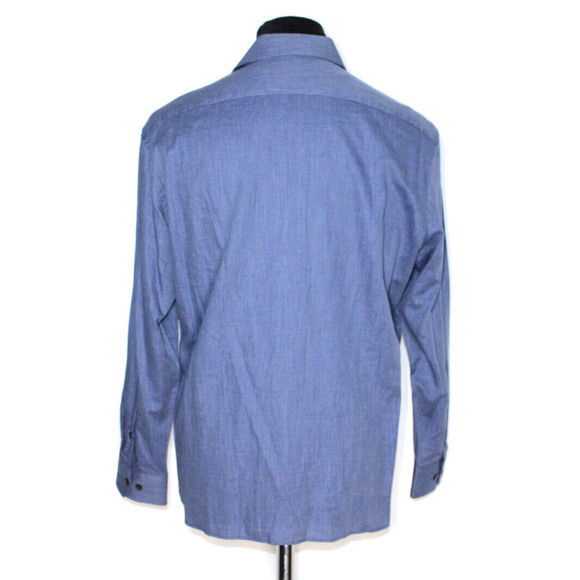 B0 New JOHN VARVATOS Blue USA Signature Tailored Button Up Shirt Size 16.5 32/33 - Picture 3 of 8